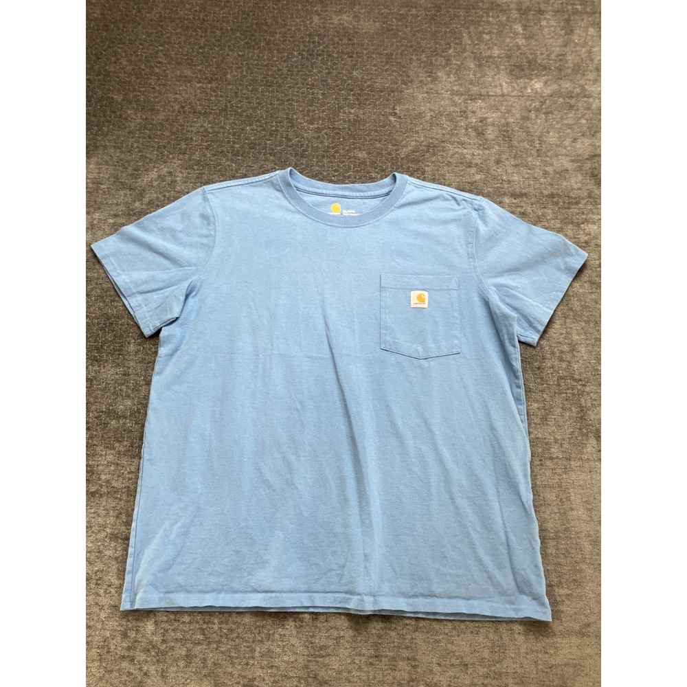 Carhartt Pocket T-Shirt Boys XL 16-18 Blue Original Fit Crew‎ Neck Casual Logo